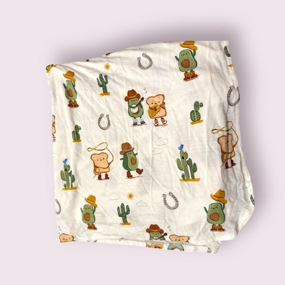 Angel Dear Avocado & Toast Cowboy Print Swaddle Blanket - 45x45 - Picture 1 of 2